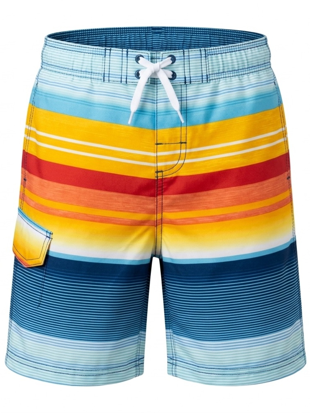 Kanu Surf Boys Multicolor Stripe Swim Trunks  Size M- Blue, Yellow, Red